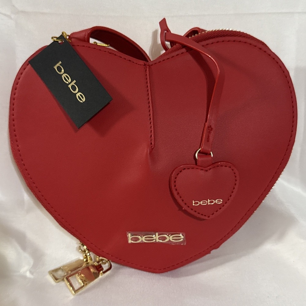 Bebe Milan Heart Crossbody Bag Red Gold Hardware NWT MSRP $79